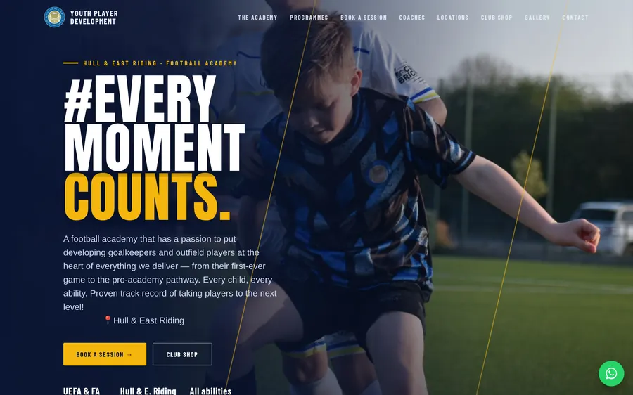 YPD Academy website, home page